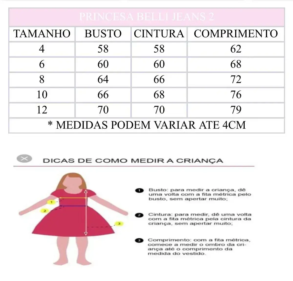 Guia de tamanhos