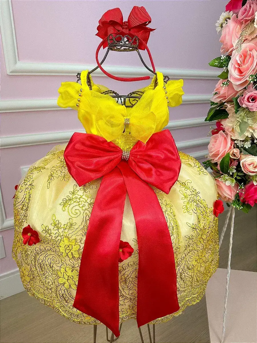 Vestido princesa festa princesa amarela, foto 9