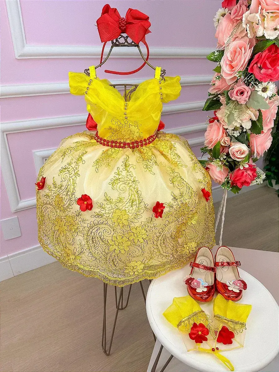Vestido princesa festa princesa amarela, foto 5