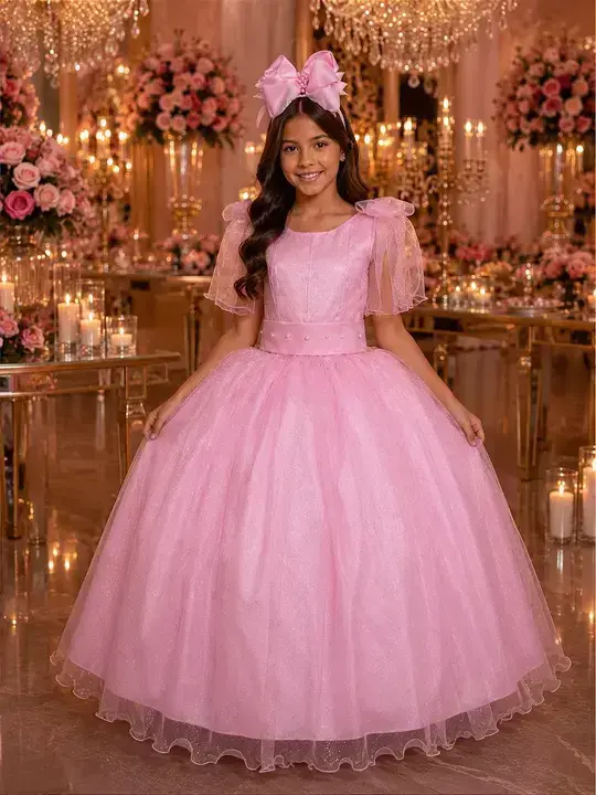 Vestido longo mel rosa
