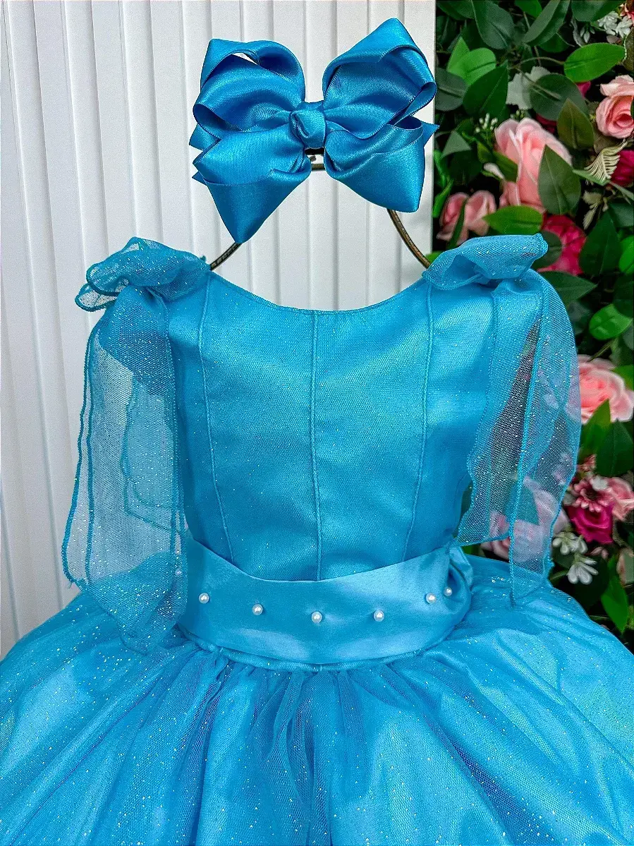 Vestido longo mel azul tiffany, foto 3