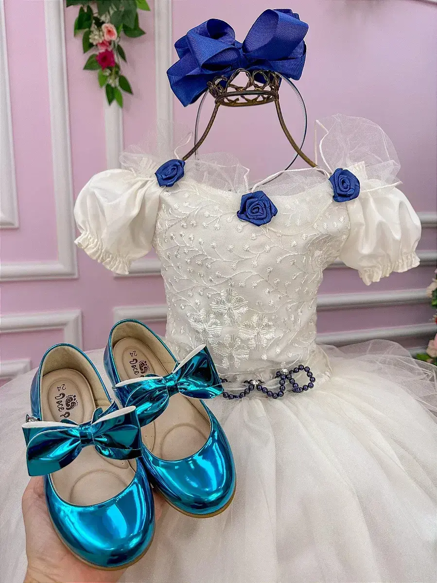 Vestido longo off detalhes azul marinho, foto 3