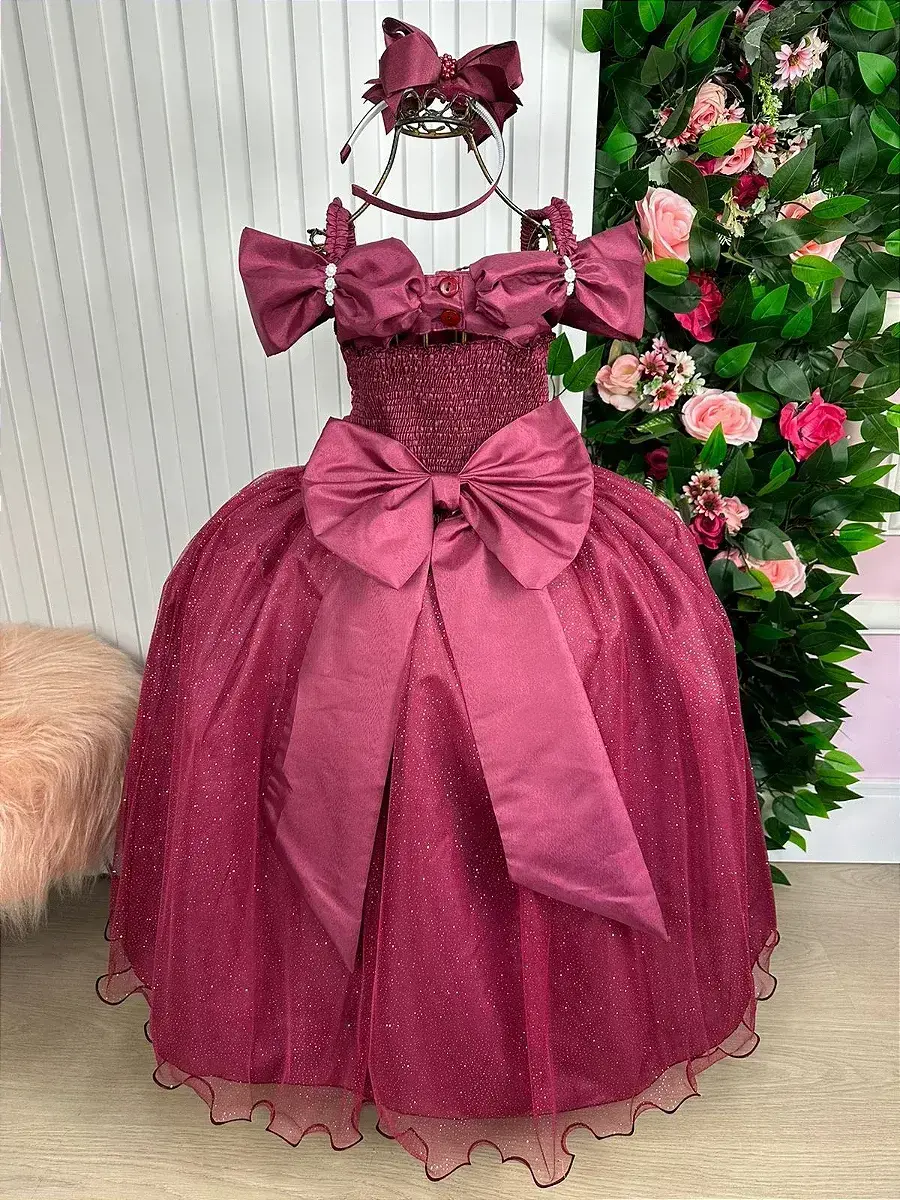 Vestido longo manga princesa marsala, foto 5