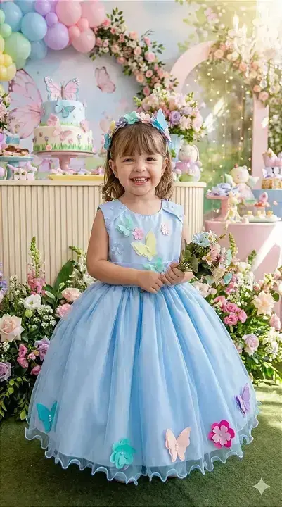 Vestido anabel jardim encantado azul