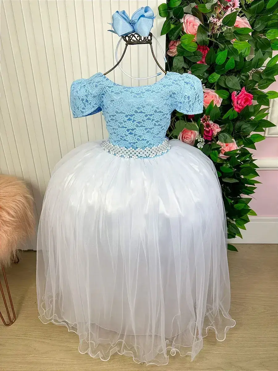 Vestido longo mari peito rendado azul, foto 2