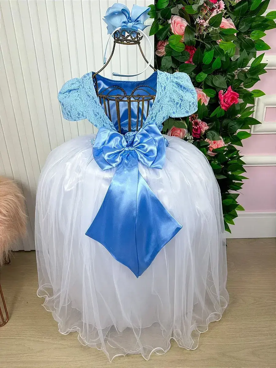 Vestido longo mari peito rendado azul, foto 5