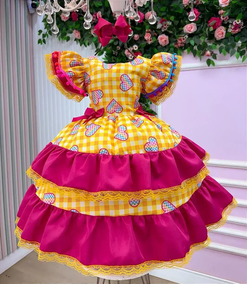 Vestido junino festa coração junino amarelo, foto 5
