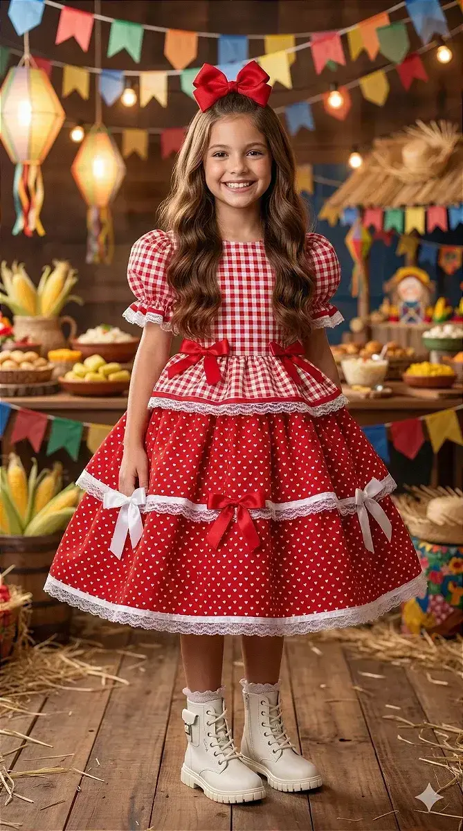 Vestido junino festa stefanny vermelho, foto 2