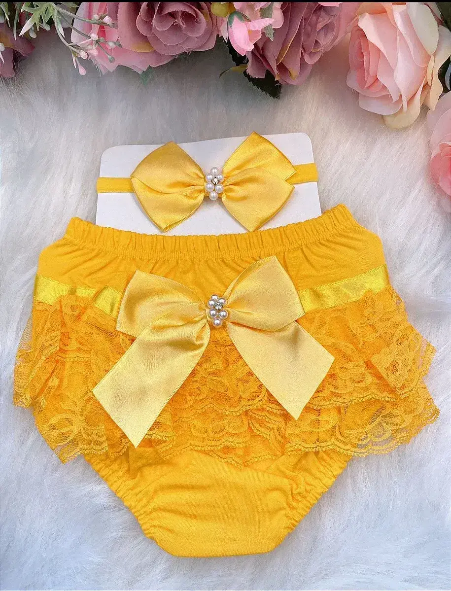 Kit bunda rica amarelo calcinha