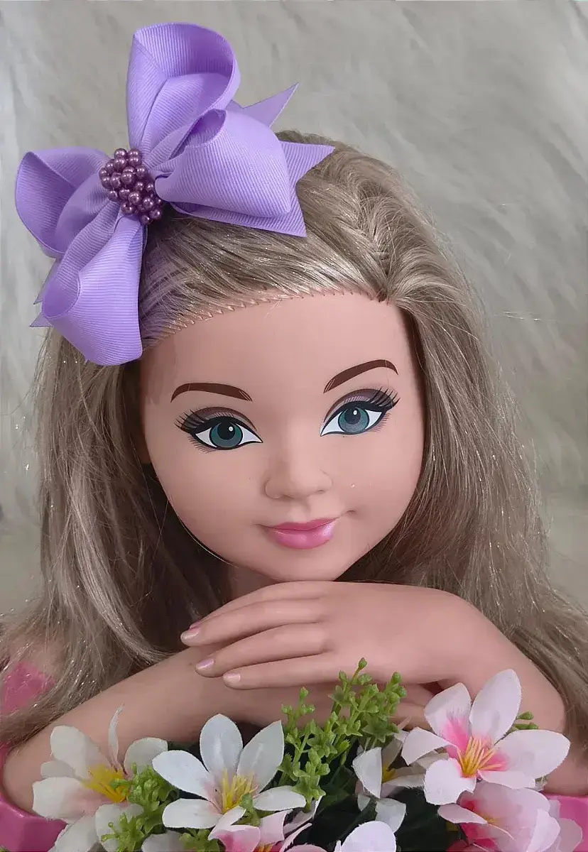 Laço bico de pato lilas miolo de perolas