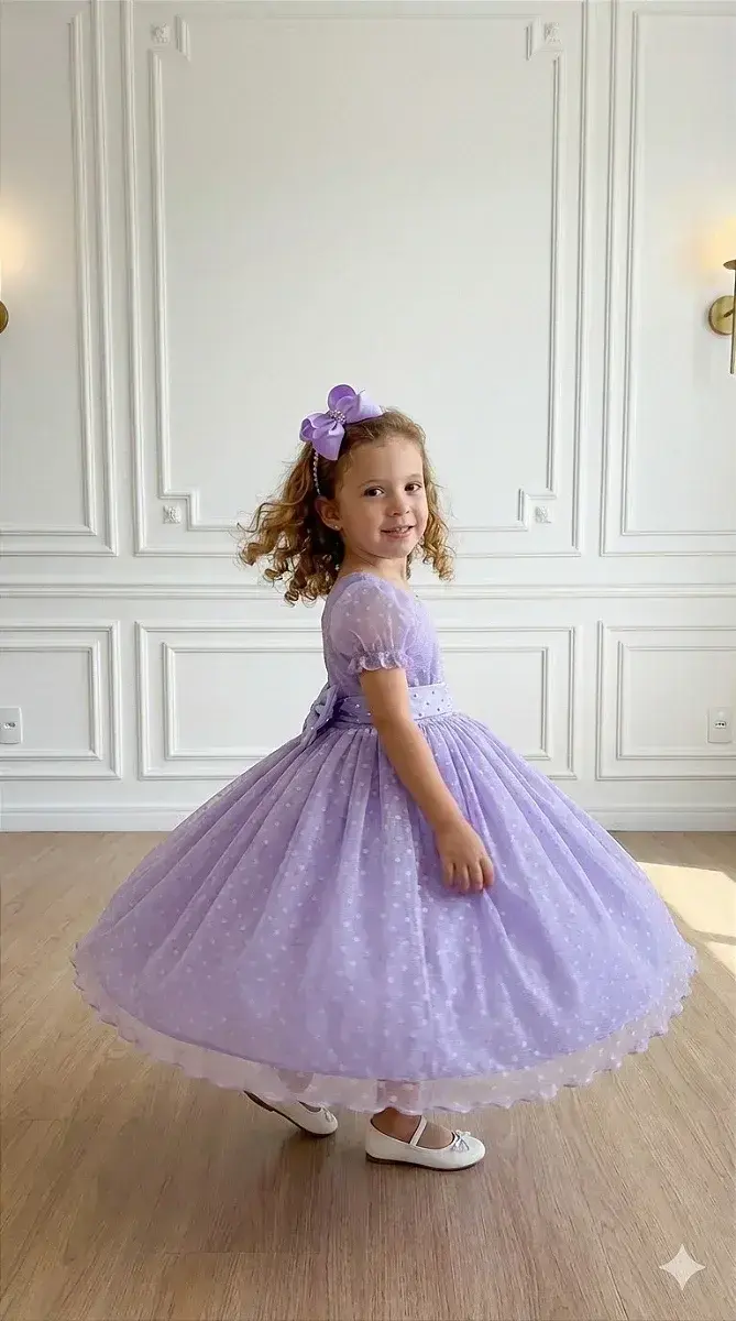 Vestido lilás bolinhas, foto 2