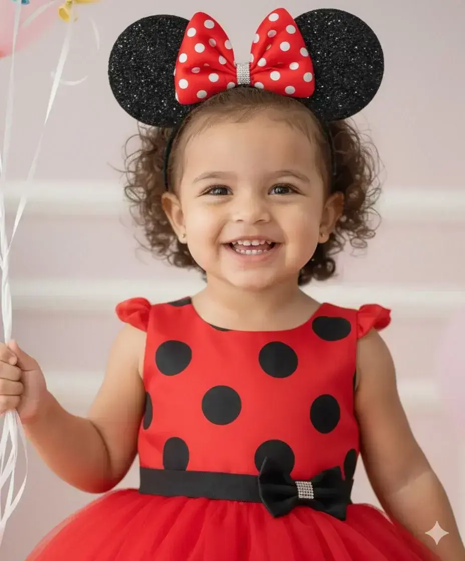 Vestido Minnie vermelha bolinhas poa, foto 2