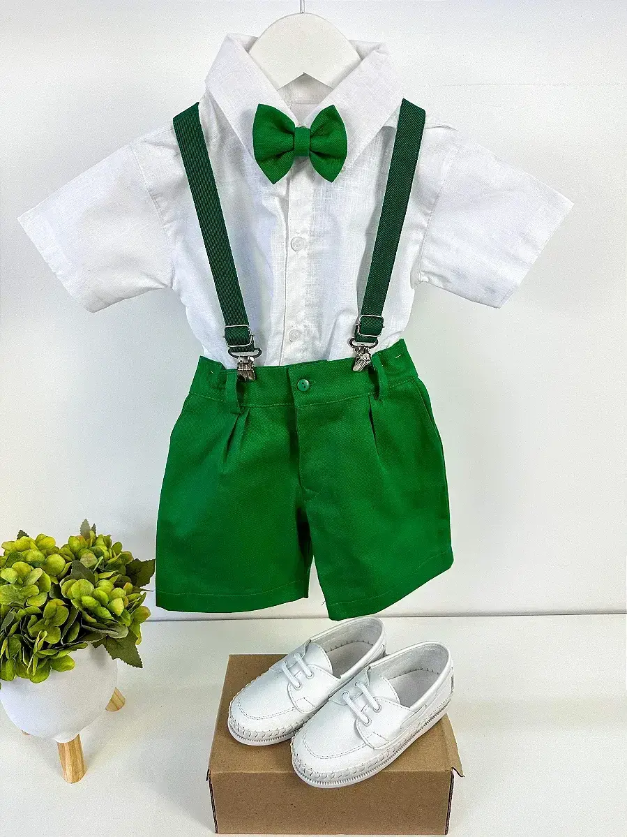 Conjunto henry camisa branca suspensorio verde, foto 2