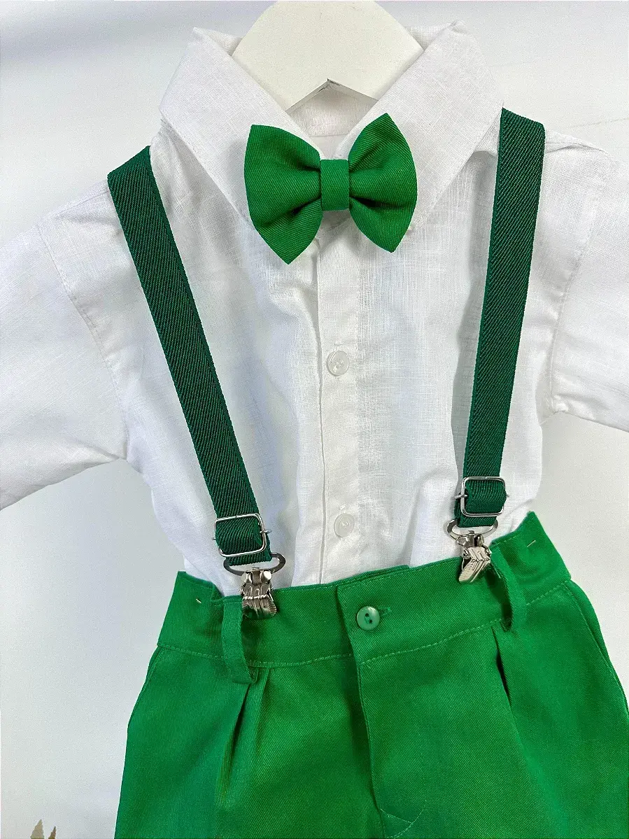 Conjunto henry camisa branca suspensorio verde, foto 3