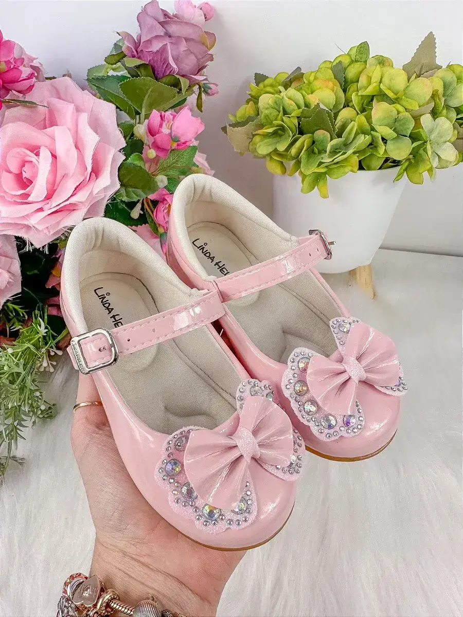 Sapatilha baby rosa lacinho strass, foto 3