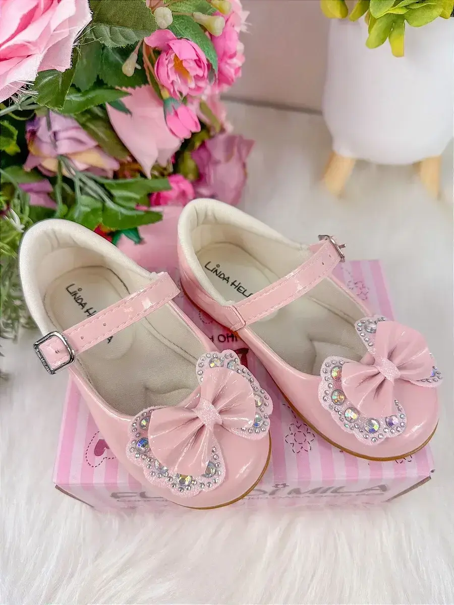 Sapatilha baby rosa lacinho strass, foto 4