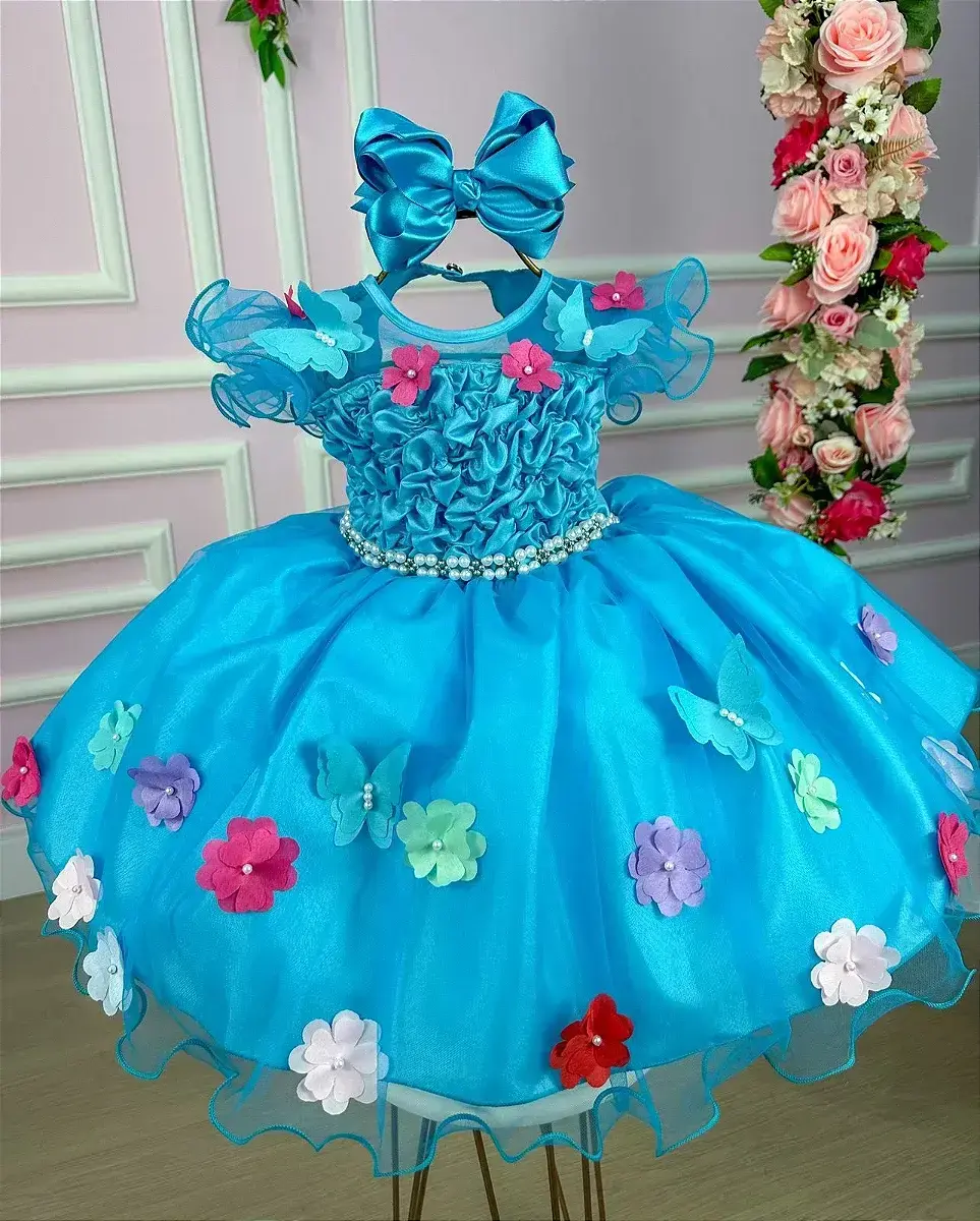 Vestido bia jardim encantado azul tiffany, foto 5