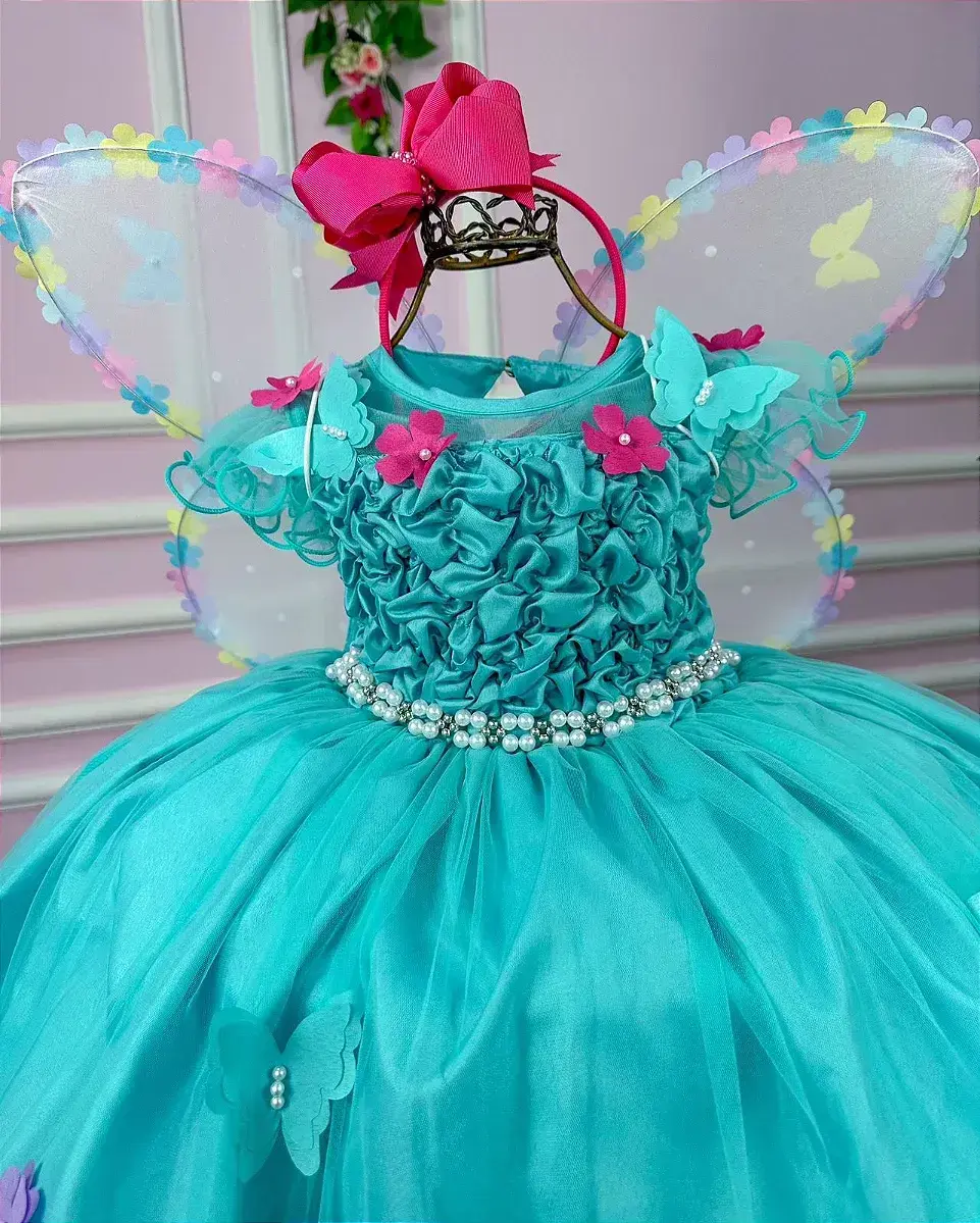 Vestido bia jardim encantado verde tiffany, foto 2