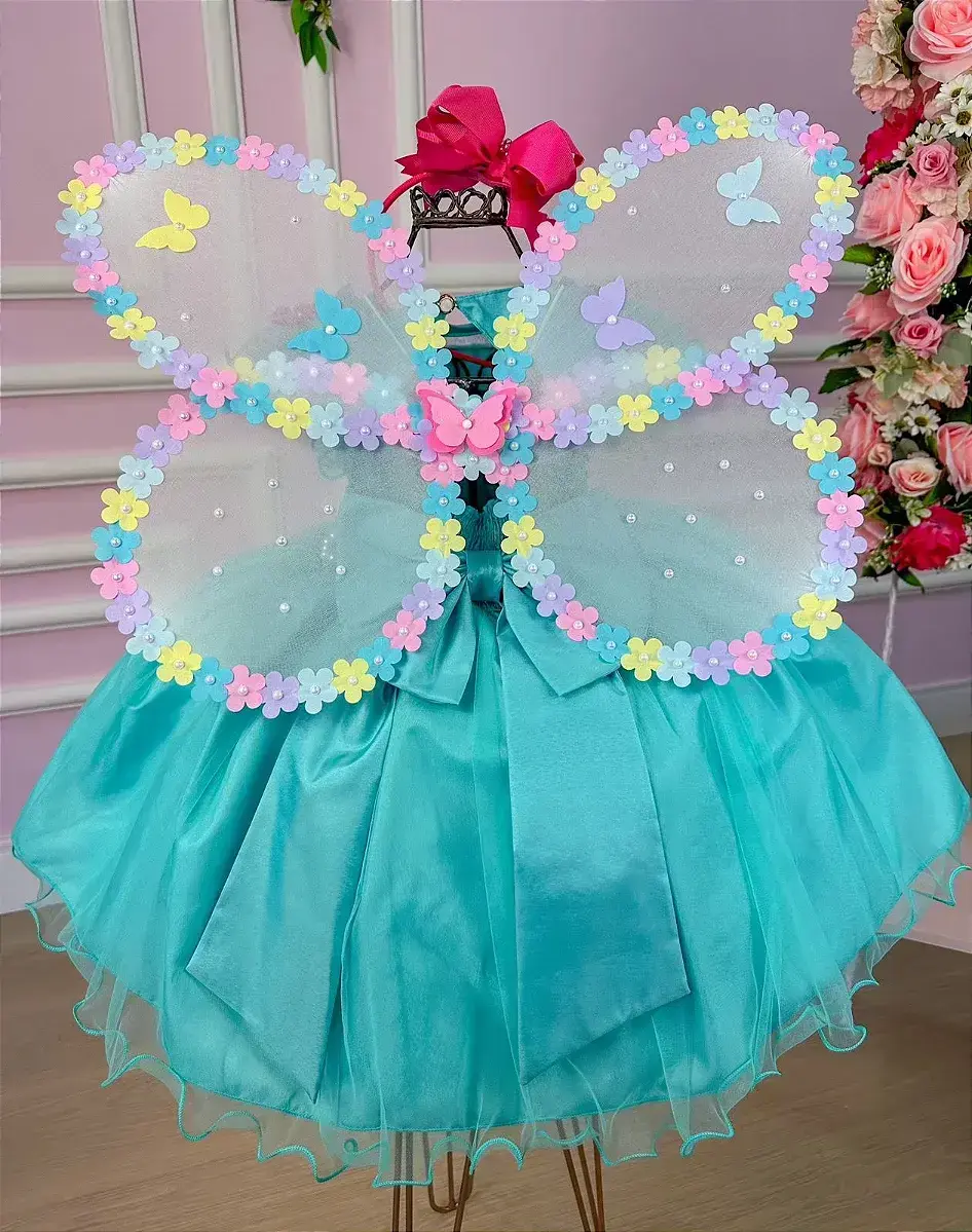 Vestido bia jardim encantado verde tiffany, foto 4