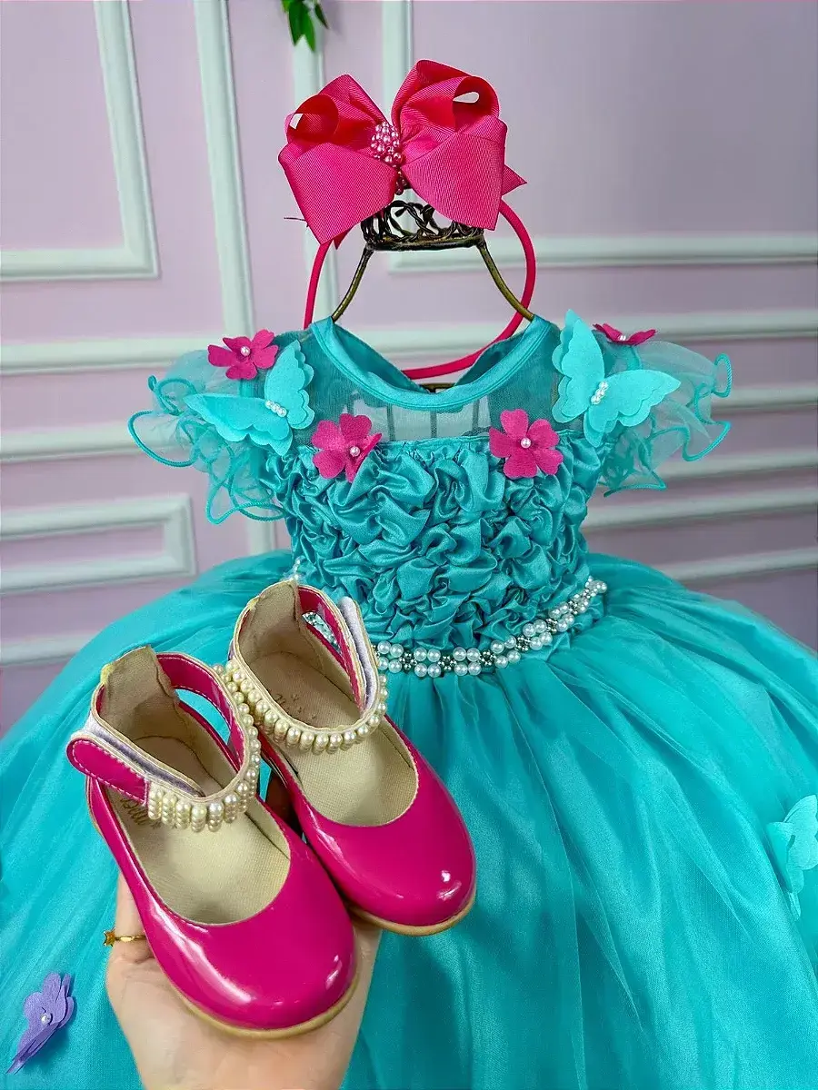 Vestido bia jardim encantado verde tiffany, foto 6