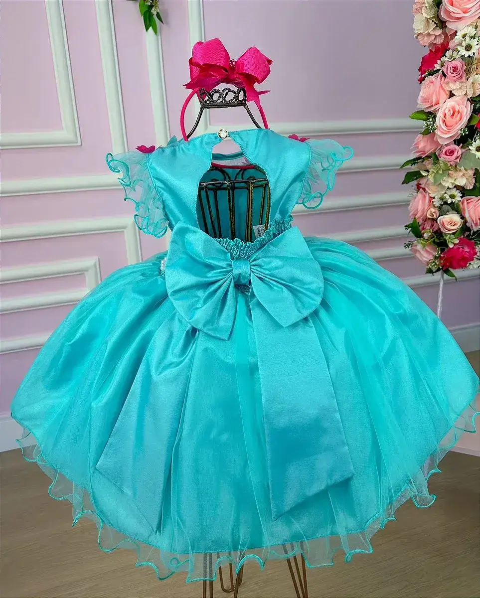 Vestido bia jardim encantado verde tiffany, foto 8
