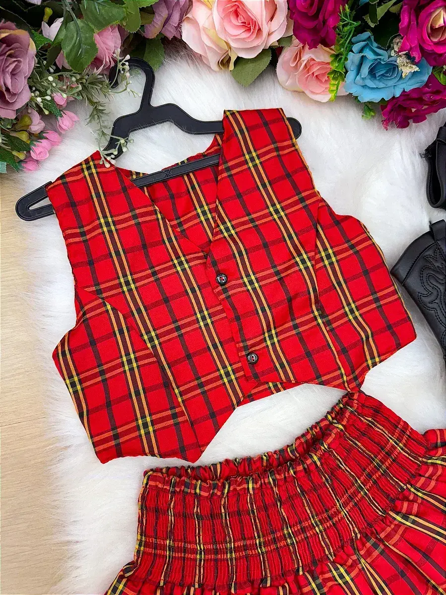 Conjunto junino xadrez vermelho, foto 5