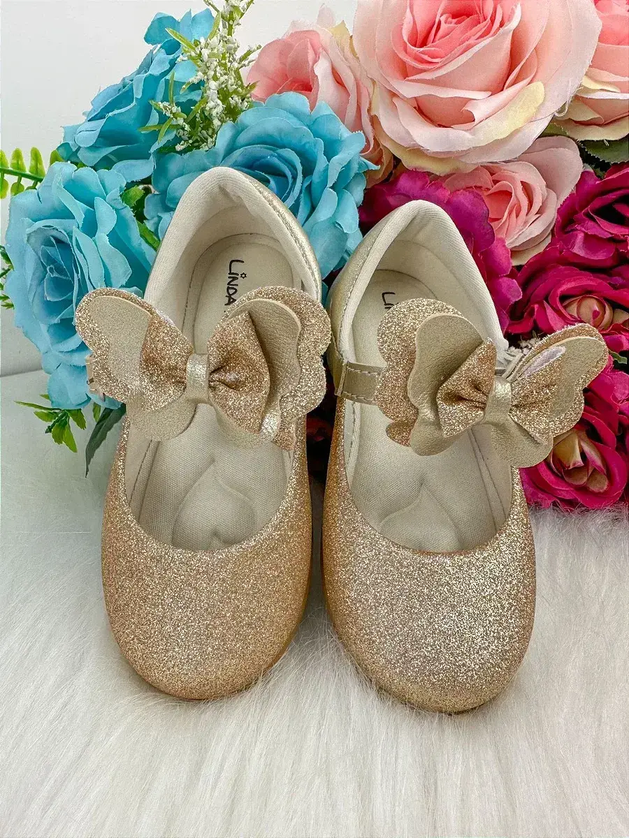 Sapatilha baby dourado gliter, foto 2