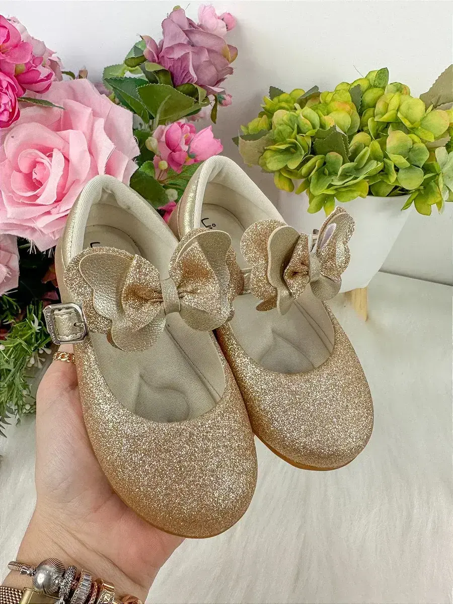 Sapatilha baby dourado gliter, foto 3