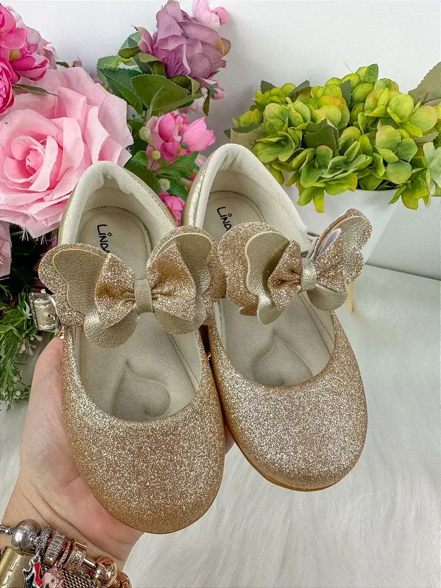 Sapatilha baby dourado gliter, foto 4