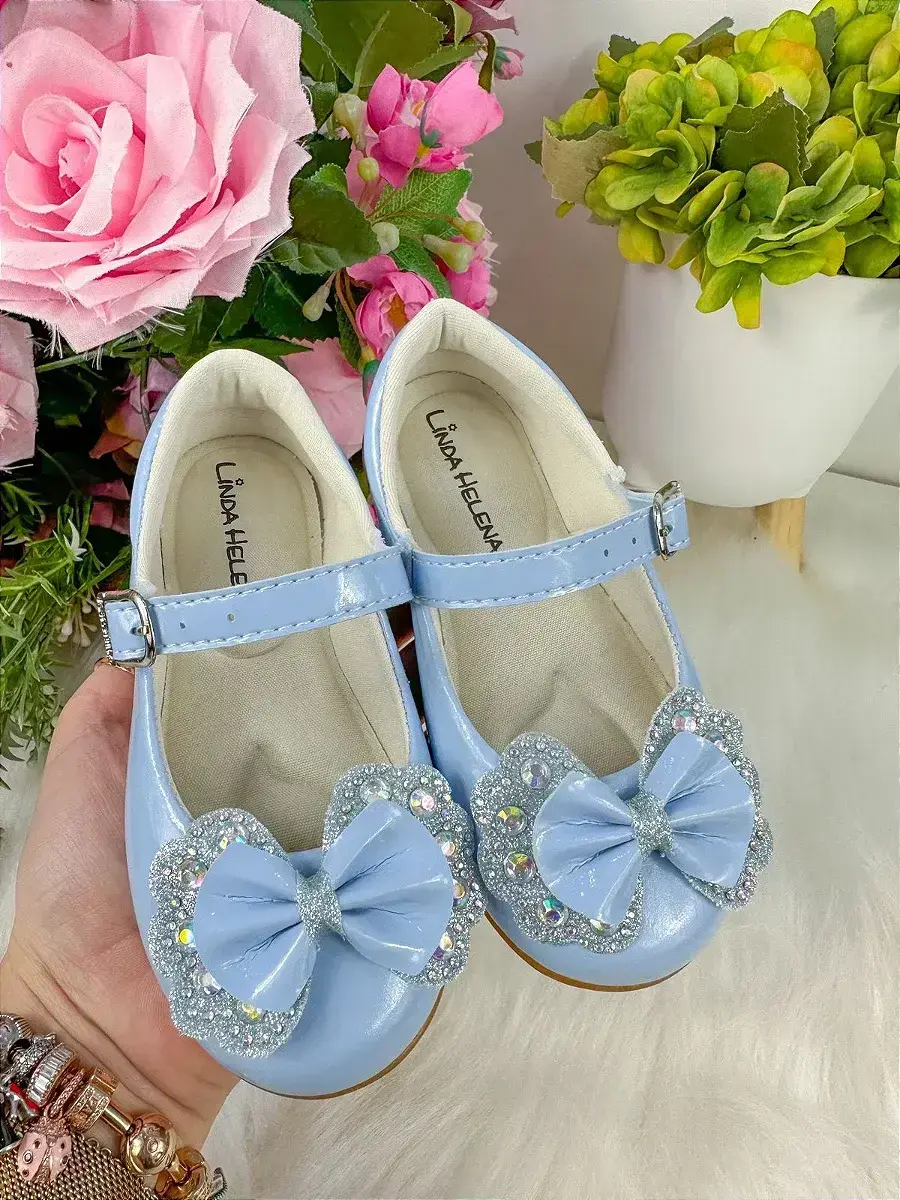 Sapatilha baby azul lacinho strass, foto 3