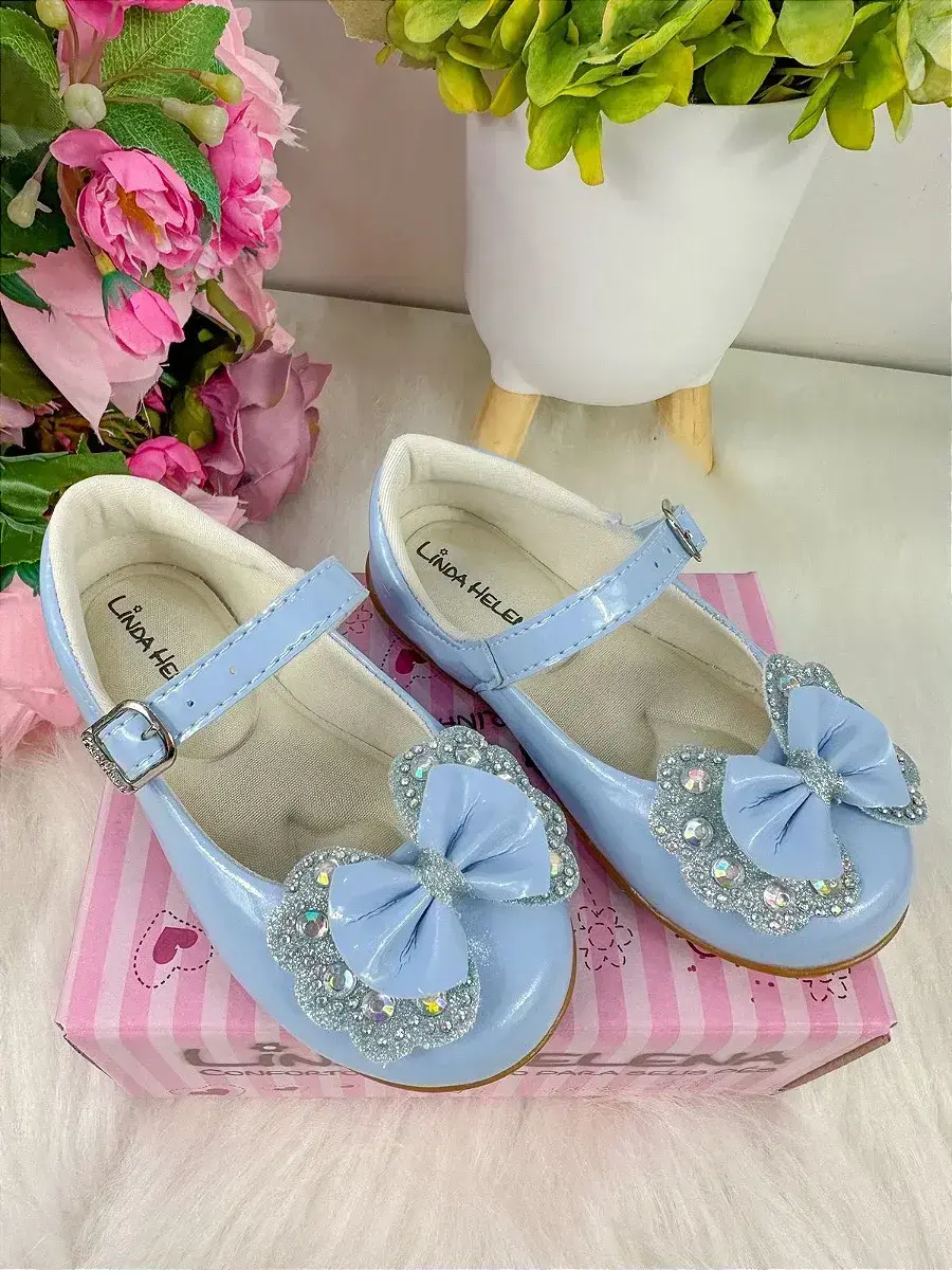 Sapatilha baby azul lacinho strass, foto 4