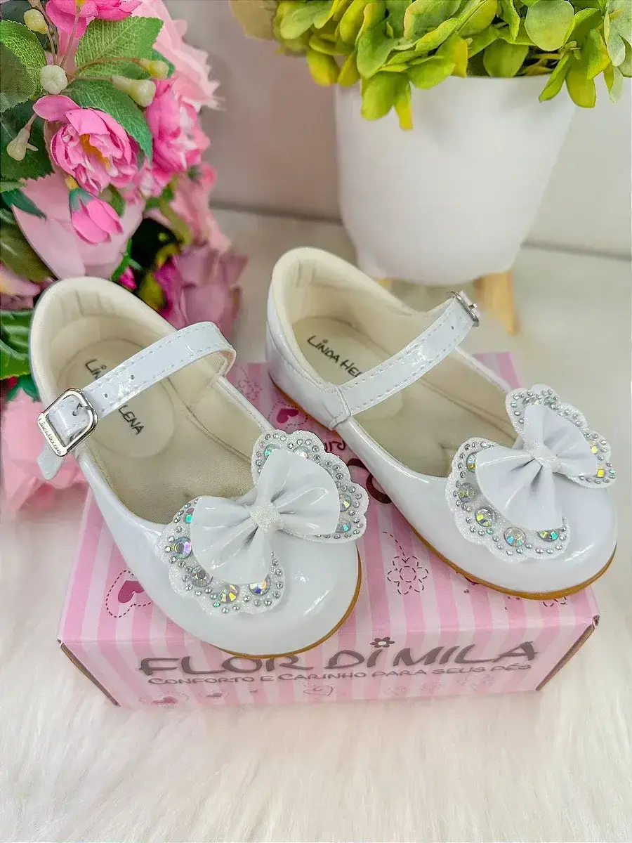 Sapatilha baby branco lacinho strass, foto 4