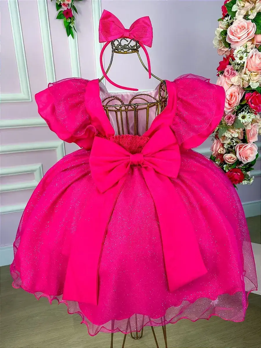 Vestido festa Barbie pink babado, foto 9