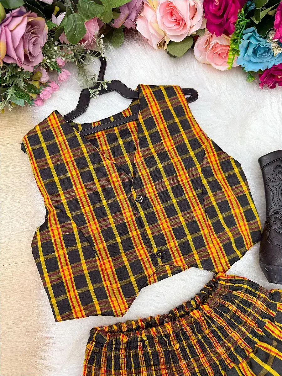 Conjunto junino xadrez amarelo, foto 5