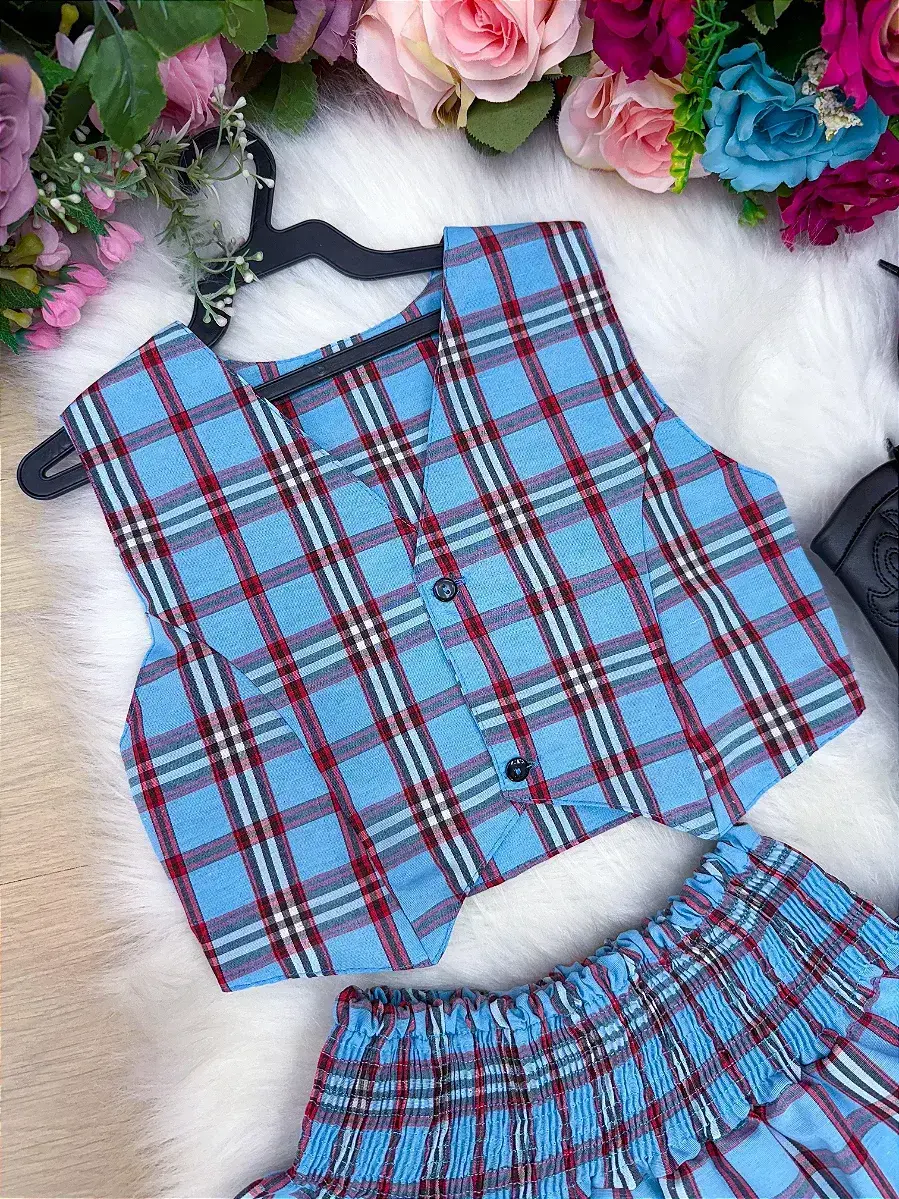 Conjunto junino xadrez azul, foto 5