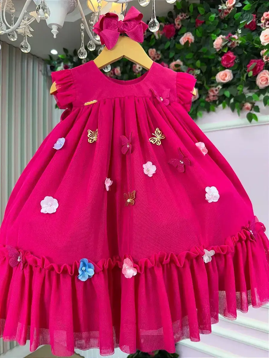 Vestido jardim das borboletas baby liz pink, foto 4