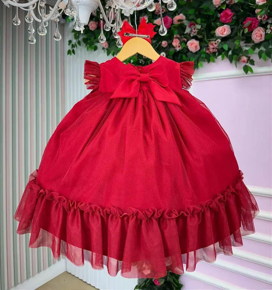 Vestido jardim das borboletas baby liz vermelho, foto 7