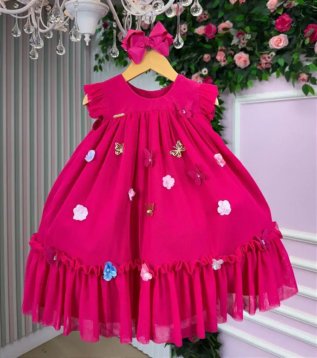 Vestido jardim das borboletas baby liz pink, foto 3