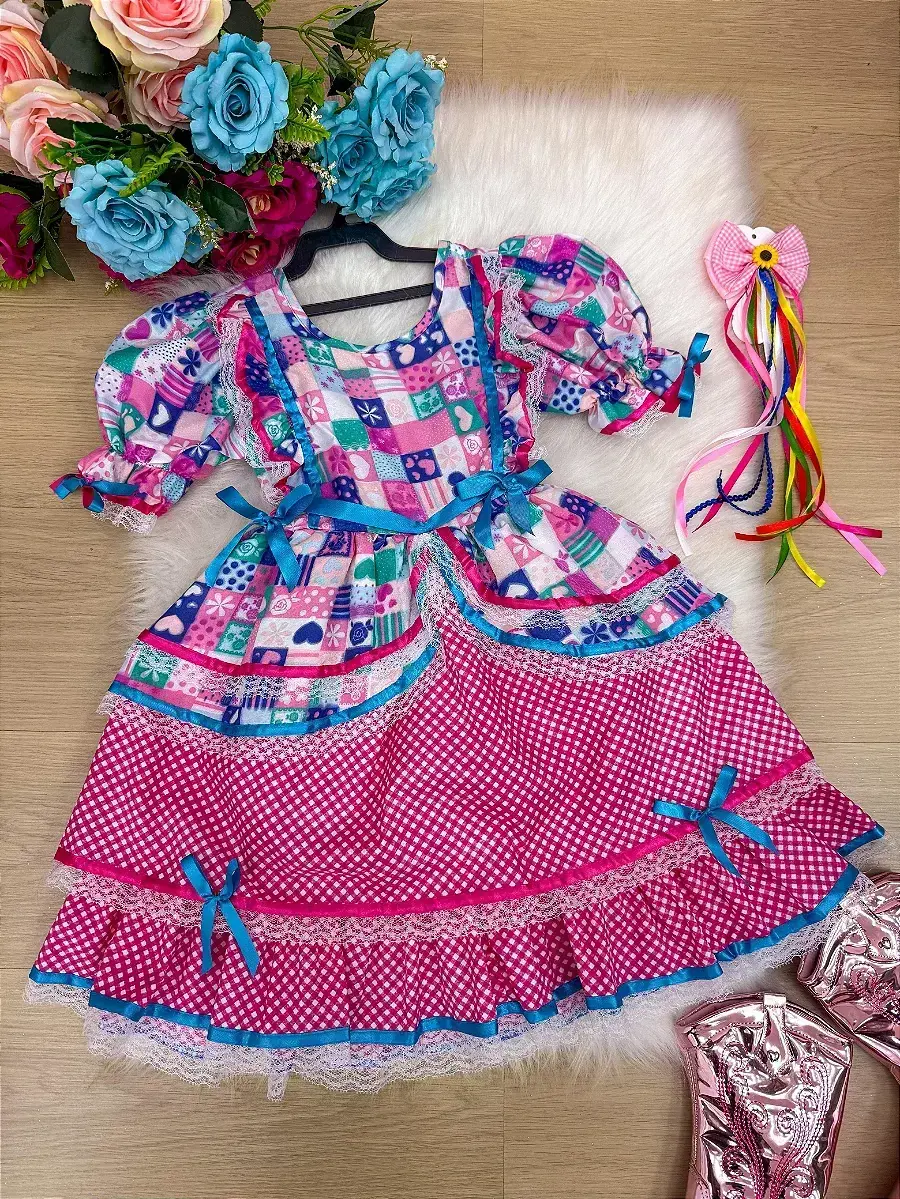 Vestido junino celebração caipira pink, foto 4