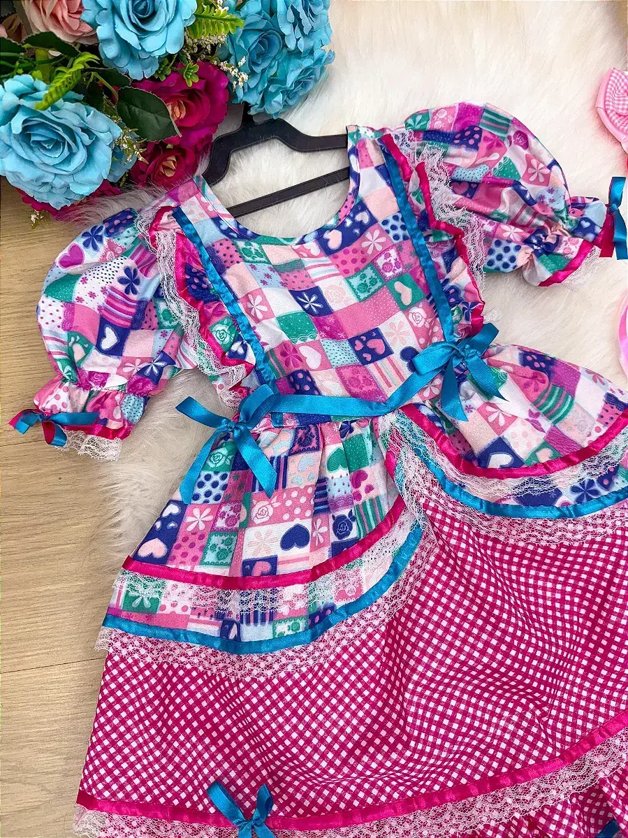Vestido junino celebração caipira pink, foto 5