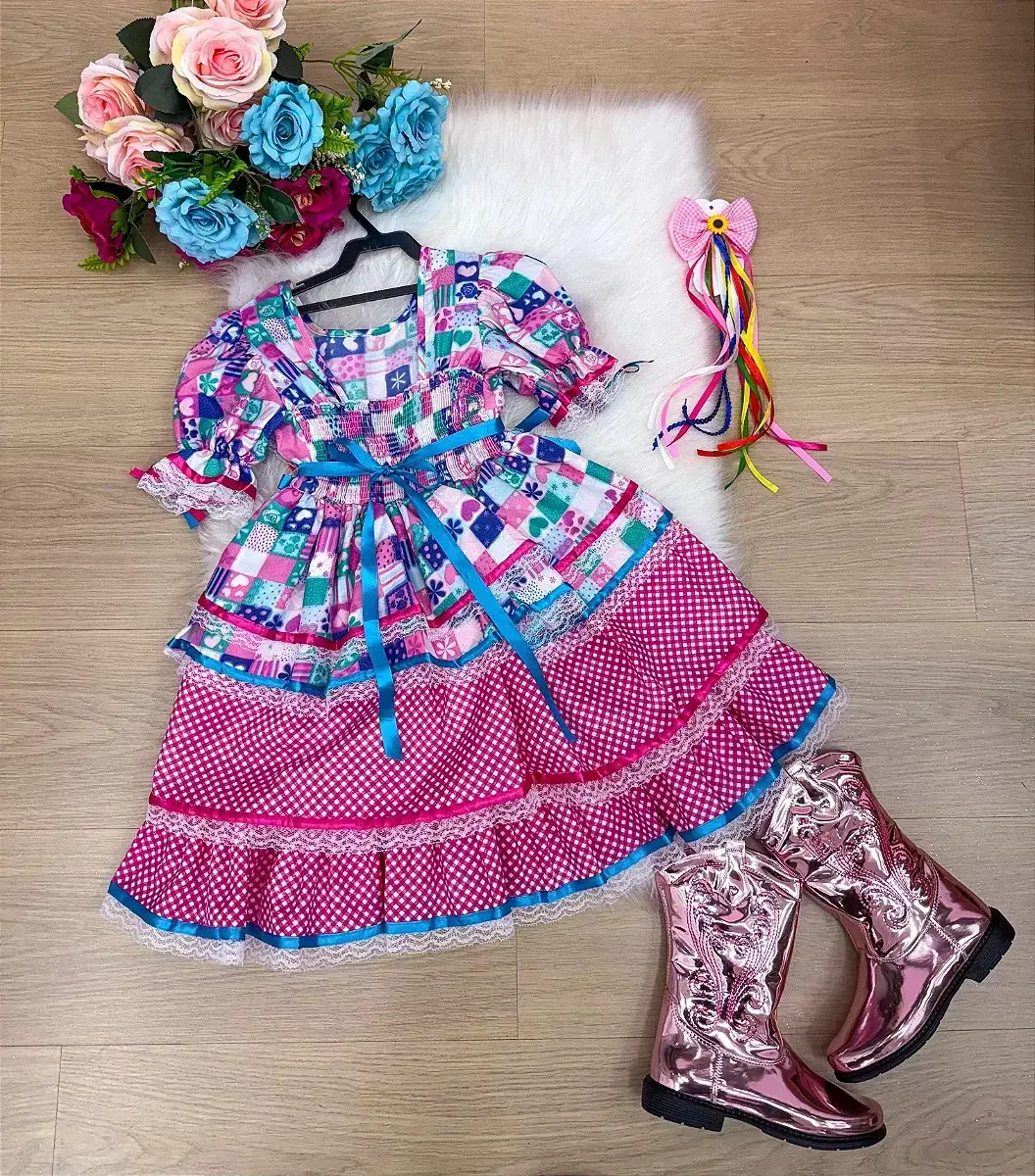 Vestido junino celebração caipira pink, foto 6