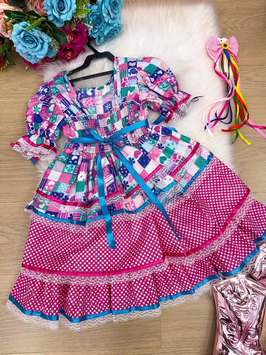 Vestido junino celebração caipira pink, foto 7