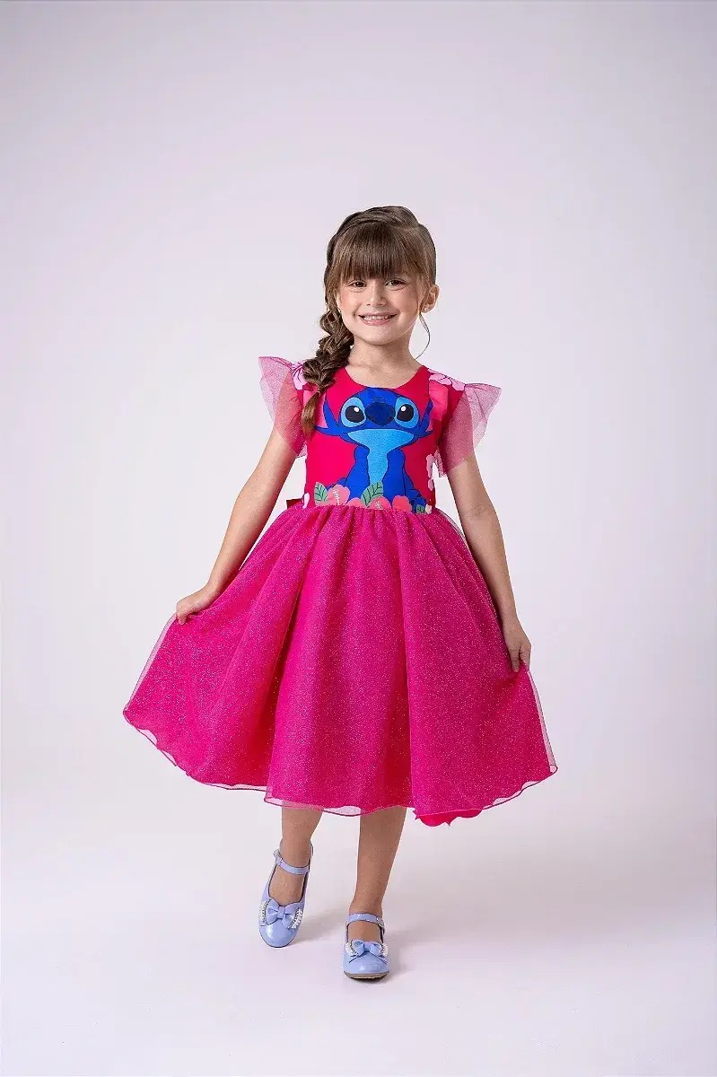 Vestido festa Lilo Stitch pink