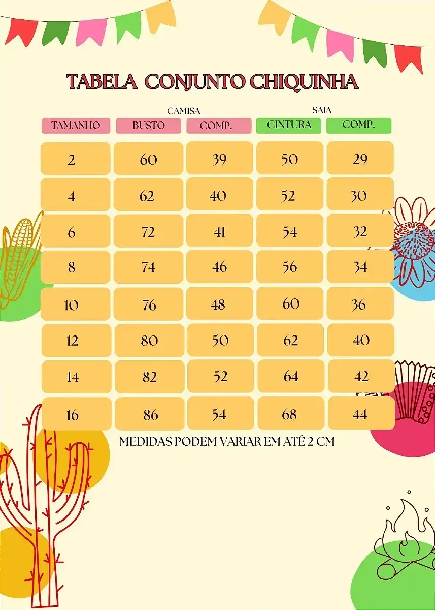 Guia de tamanhos
