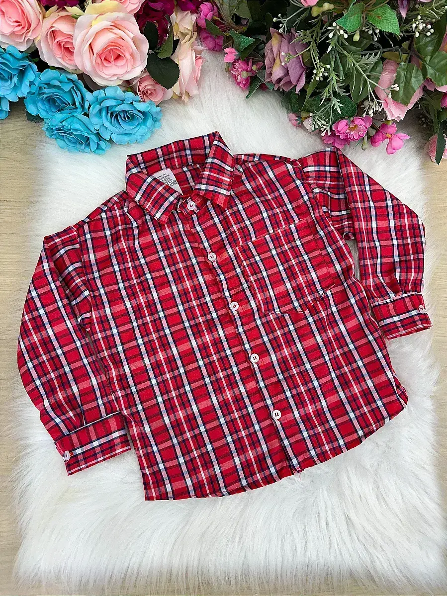 Camisa xadrez junina eduardo vermelho