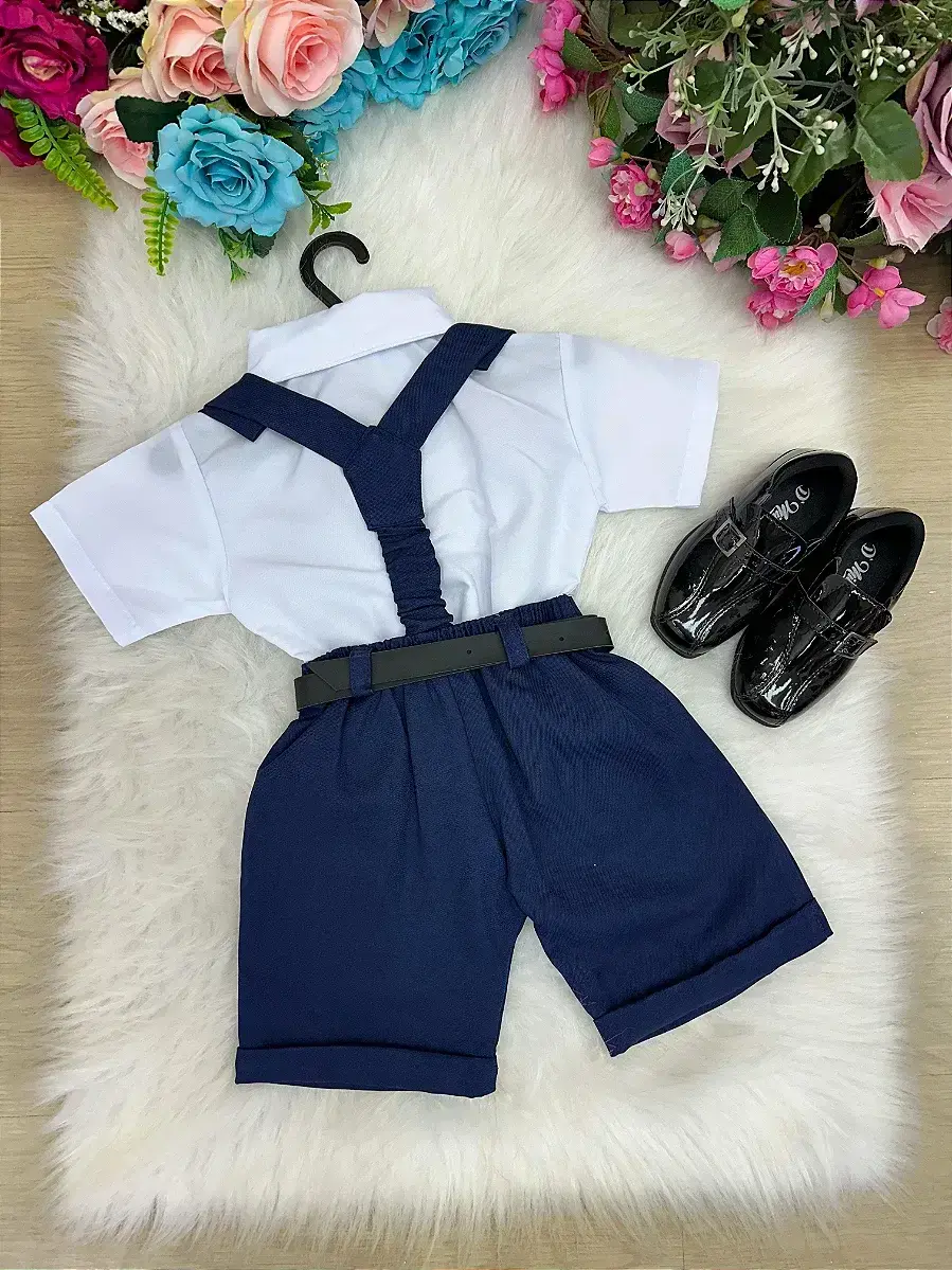 Conjunto social shorts ravi azul marinho, foto 4