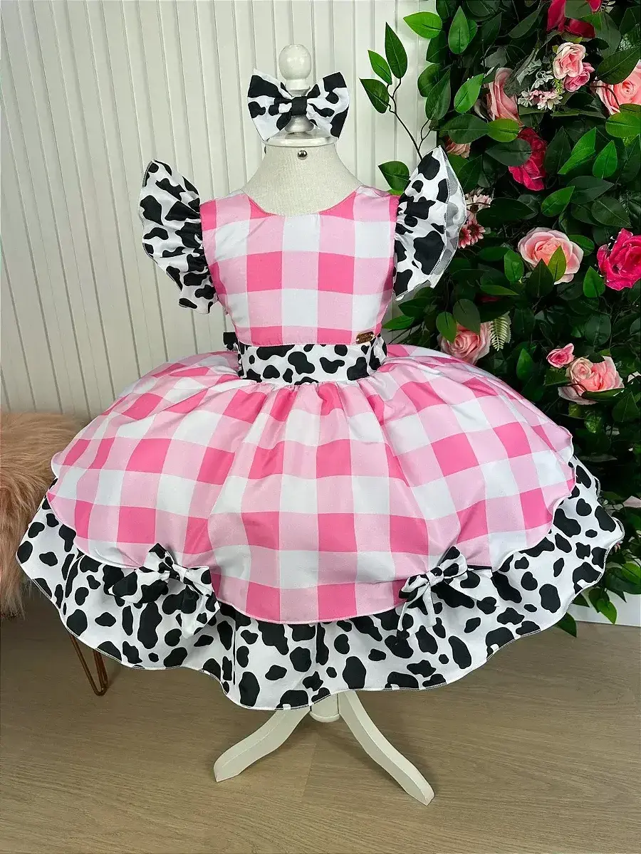 Vestido festa fazendinha rosa vaquinha, foto 5