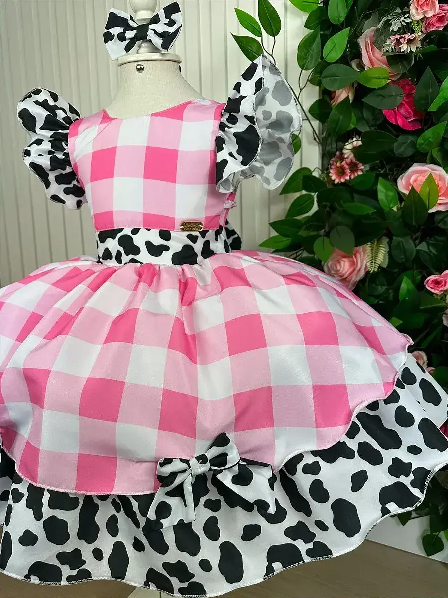 Vestido festa fazendinha rosa vaquinha, foto 7