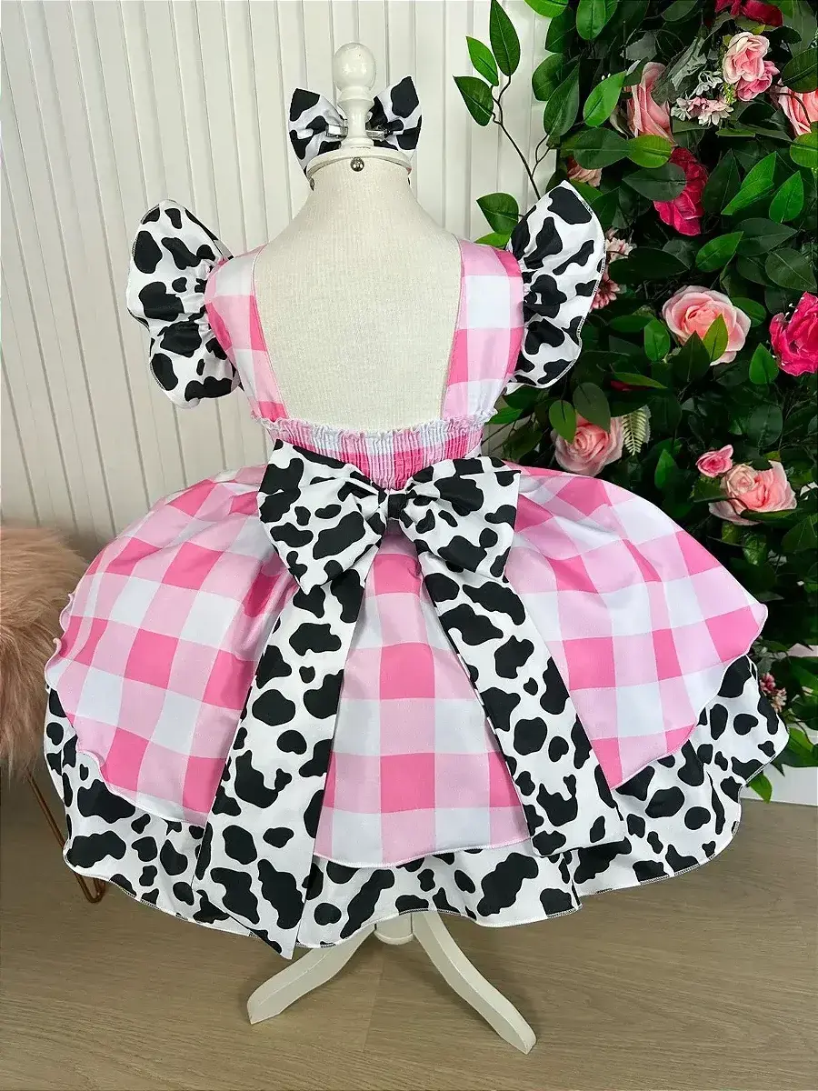 Vestido festa fazendinha rosa vaquinha, foto 8