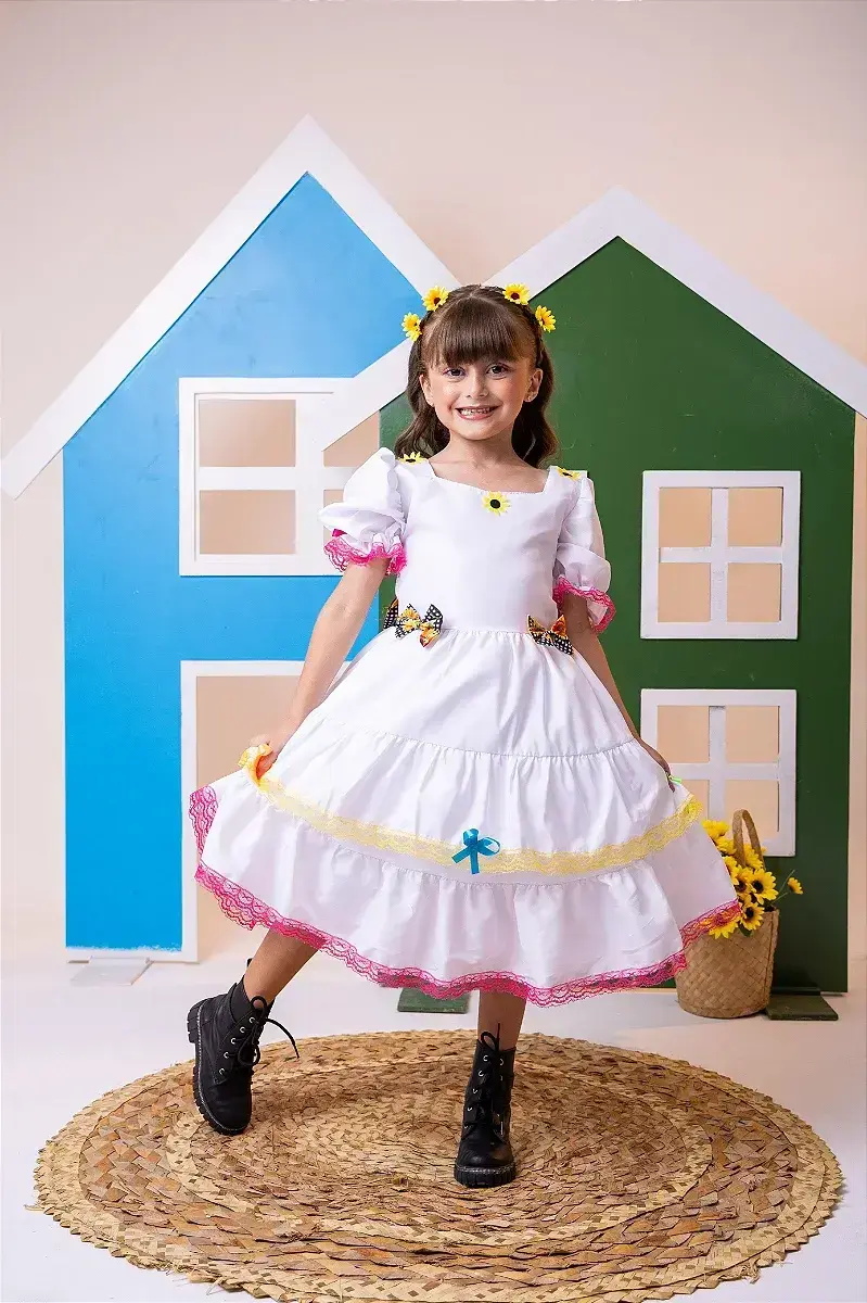 Vestido junino festa noiva noivinha branco